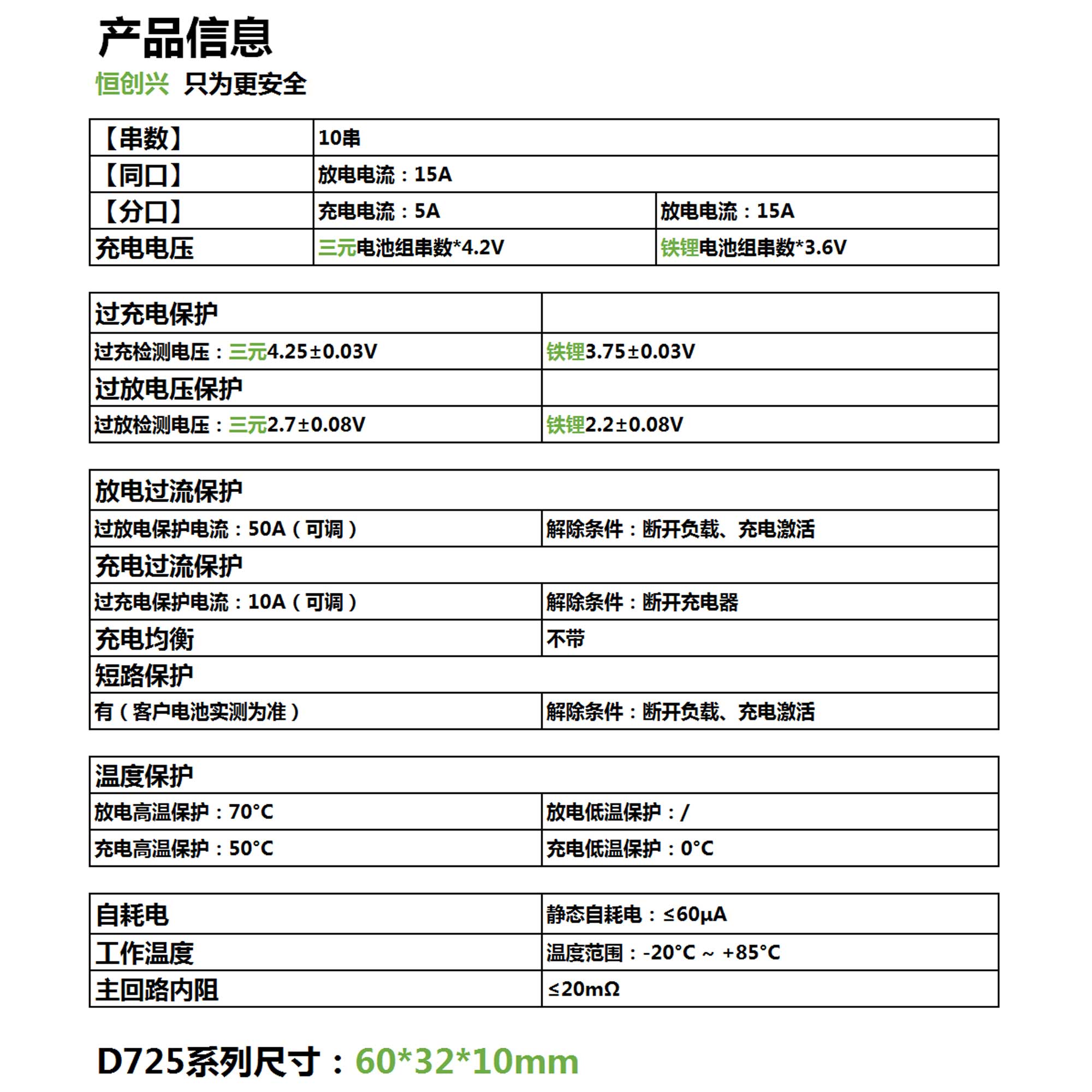 10串15A D725儲能鋰電池保護板