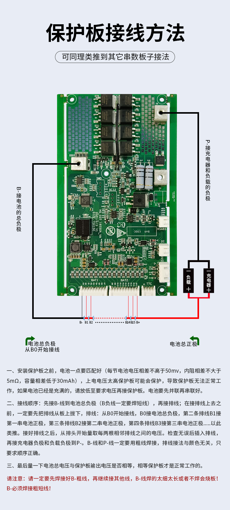 HS-037 6-16串50A戶外便攜電源BMS保護板(圖2)